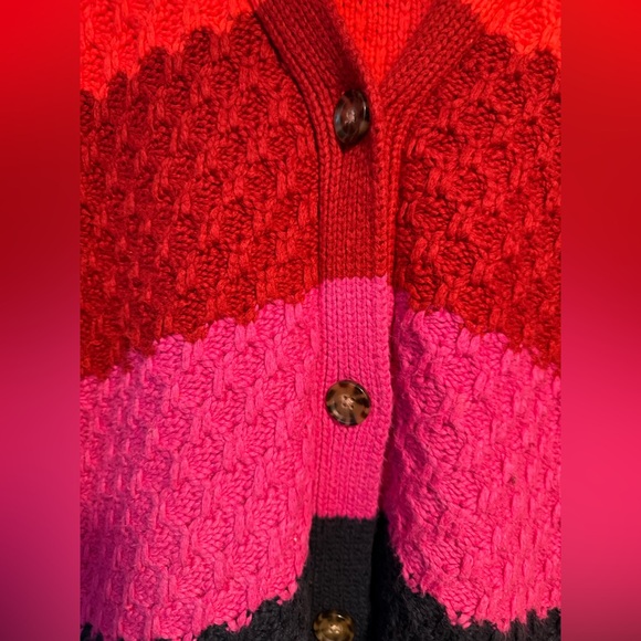 Marine Layer Block Stripe Oversize Cardigan in Multi Colorblock Large - Picture 6 of 9